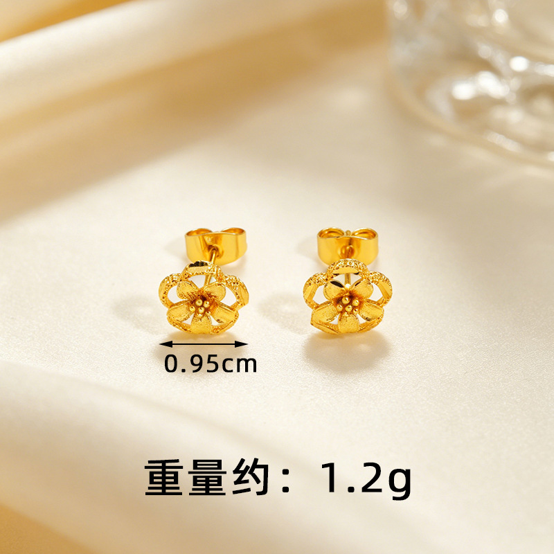 Broqueles de Flores para Mujer de Cobre Dorado