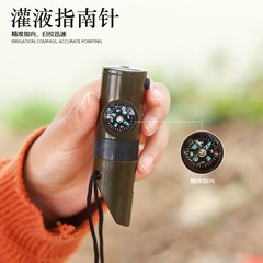 Outdoor Professional 7-in-1 Multi-Function Survival Whistle SOS Emergency Rescue Strap Compass Thermometer High-Pitched Whistle