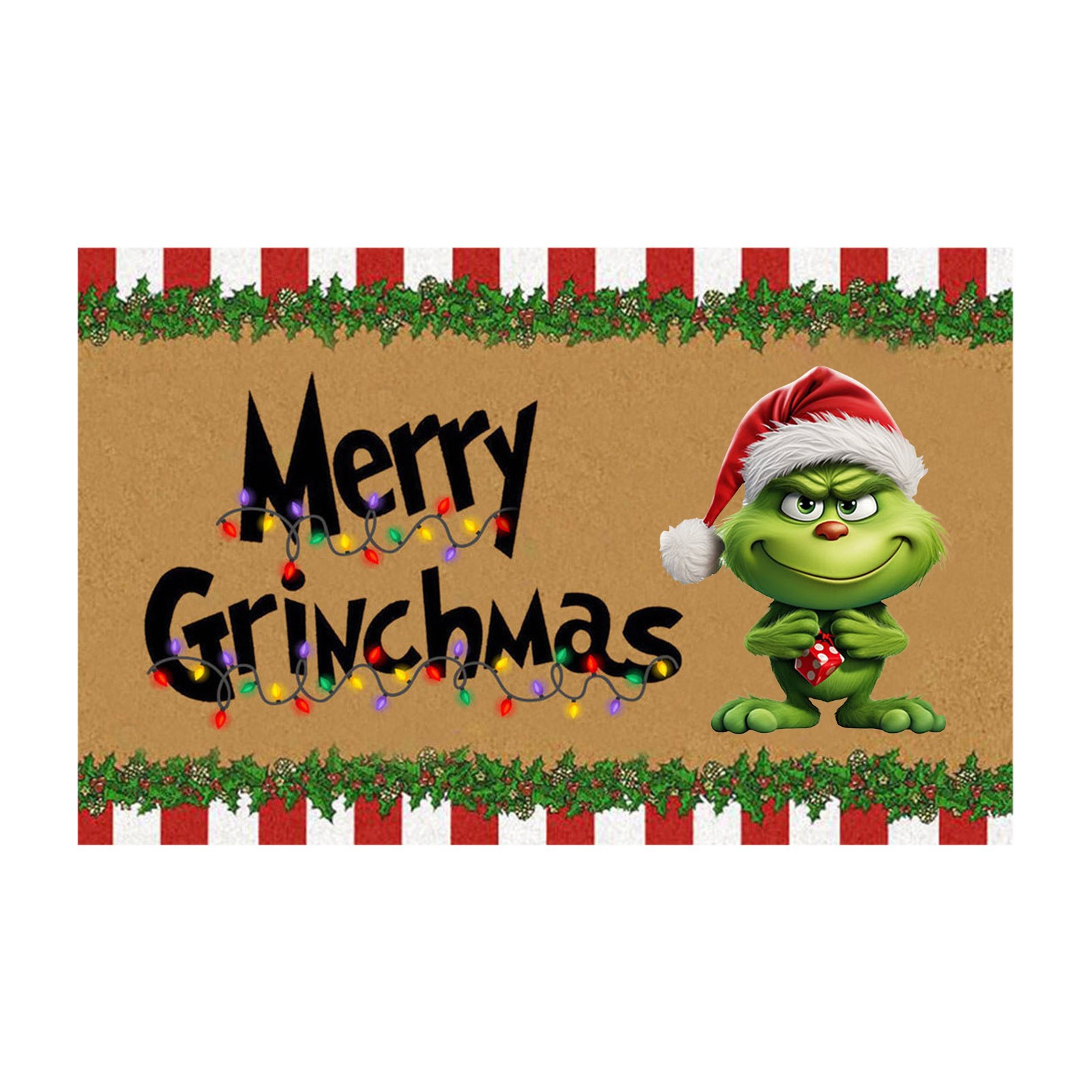 En stock Grinch alfombra del piso transfronterizo alfombra de Navidad alfombra de puerta de vacaciones verde payaso alfombra del piso