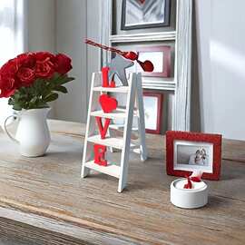 Valentine Ladder Tabletop Decoration 情人节木质爱心梯子装饰