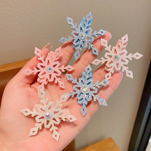 2 Pack Elsa Princess Snowflake Hair Clips Sweet and Cute Frozen Girl Child Headband Versatile for Outdoor Use Baby Hair Clips