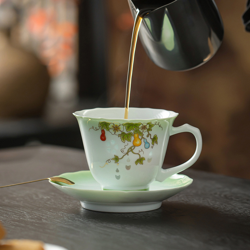 玲珑咖啡杯高档精致把手杯碟主人杯茶杯对杯送长辈老师生日伴手礼|undefined