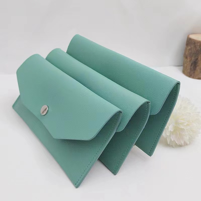 高档加厚pu皮革袋眼镜收纳袋pu眼镜盒pu按扣袋可油边可印logo