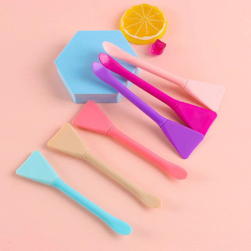 Cepillo de mascarilla de silicona Cuchara para raspar la película de congelación Cepillo de película de arcilla suave de doble cabezal Cepillo de limpieza de belleza multifuncional para la cara