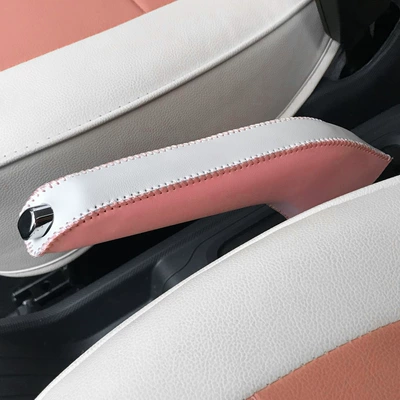 Wuling Hongguang miniev Macaron Gear Handbrake Cover Mini Interior Leather Cartoon Cute Handbrake Cover (Sürətlər qutusu və əl tormozu başlıqları) - macaron-handbrake-set-pink-white