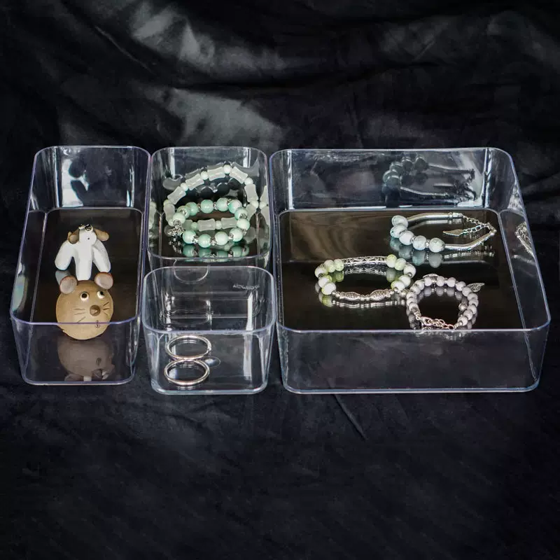 透明组合收纳盒抽屉多功能餐具文具化妆品分类整理分隔储物