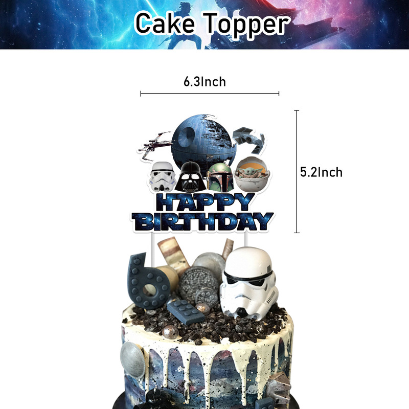 新しいスターウォーズテーマの誕生日パーティーの装飾スターウォーズフラッグケーキインサートバルーンパーティー|undefined