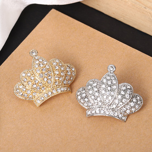 European and American Couple's Mini Brooch with Full Rhinestone Crown Design, Suitable for Men's and Women's Suits, Shirts, Button-Down Collars, and Collars