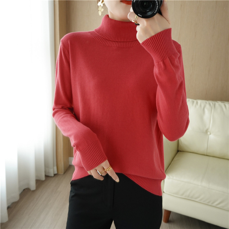 Turtleneck Sweater for Women, Autumn and Winter 2023 New Style, Pullover Knitwear, Loose Fit, Slimming, Cotton Base Layer, Long Sleeve, Wholesale Turtleneck Sweater for Women, Autumn and Winter 2023 New Style, Pullover Knitwear, Loose Fit, Slimming, Cotton Base Layer, Long Sleeve, Wholesale