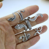 Ring, retro set, punk style, 4 piece set