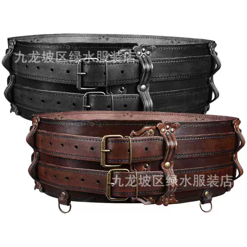2021 желаю трансграничный НОВЫЙ Средневековый мужской и женский пояс Ретро двухслойный однотонный ремень с пряжкой Amazon поясной чехол