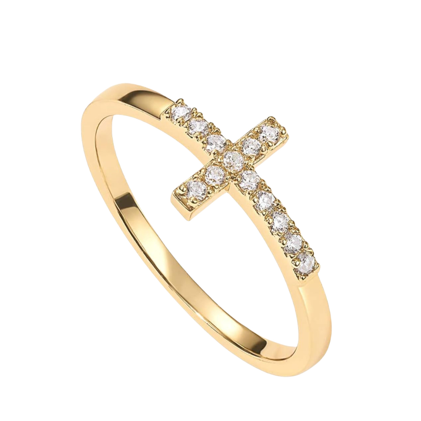 Croce in rame placcato oro, molto venduta, per donna, anello versatile e minimalista di nicchia, dalla personalità unica._voghion.com