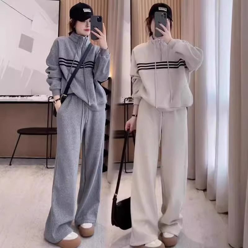 大码胖mm巨显瘦套装2025冬季新款减龄时尚卫衣女休闲裤两件套潮