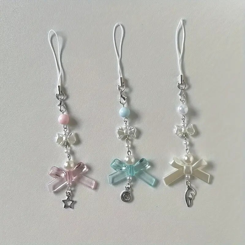 Cross-border Y2K Sweet Cool Spice Girl Style Five-pointed Star Keychain Mobile Phone Headset Bag Pendant Pink Bow Star Cross-border Y2K Sweet Cool Spice Girl Style Five-pointed Star Keychain Mobile Phone Headset Bag Pendant Pink Bow Star