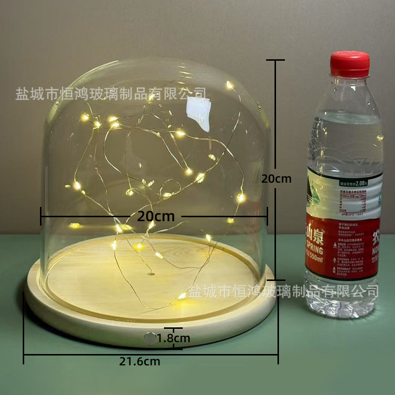 海胆永生花干花侧面触摸开关玻璃罩子底座带灯展示盒手办创意|undefined