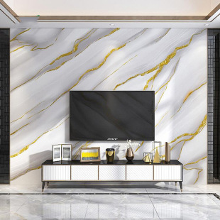 Light luxury simple imitation marble TV background wall wallpaper golden lines gold sofa film and television Wall decorative mural