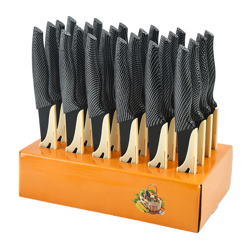 Cuchillo multipropósito de acero inoxidable cuchillo de fruta de cocina cuchillo de cuchillo de cola de golondrina cuchillo de color caja de exhibición de regalo