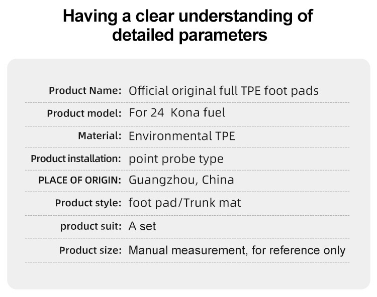 Suitable for 24 Modern Kona Car Floor Mats, Special Tpe Floor Mats, Trunk Mats, Cross-Border