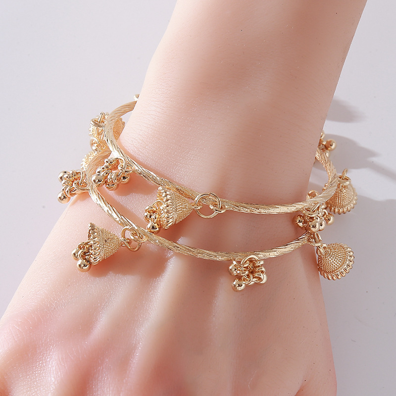 New European and American Portrait Gold Coin Bohemian Style Bracelet Bell Shape Bracelet Women's Trendy Versatile Bracelet Fairy