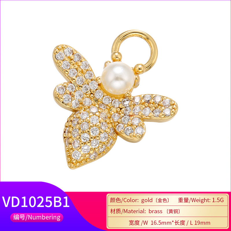 Micro-inlaid Bee Pearl Insect Color Pendant Accessories Diy Jewelry Zircon Accessories display picture 4