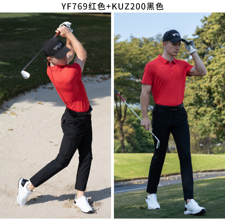 Áo polo nam golf PGM tay ngắn thấm hút nhanh khô — KUZ200-Quần trắng [Thắt lưng cao su/Găng tay dính Velcro], KUZ200-Quần tây màu xám nhạt [thắt lưng cao su/găng tay dính Velcro], KUZ200-Quần đen [thắt lưng cao su/găng tay dính], YF769-tay ngắn màu xanh hải quân chi tiết 22