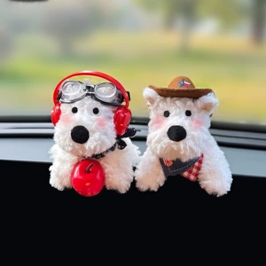 Avtomobilə Quraşdırılmış Qərbi Highland Terrier Fiquru, Avtomobil Paneli Üçün Oyuncaq