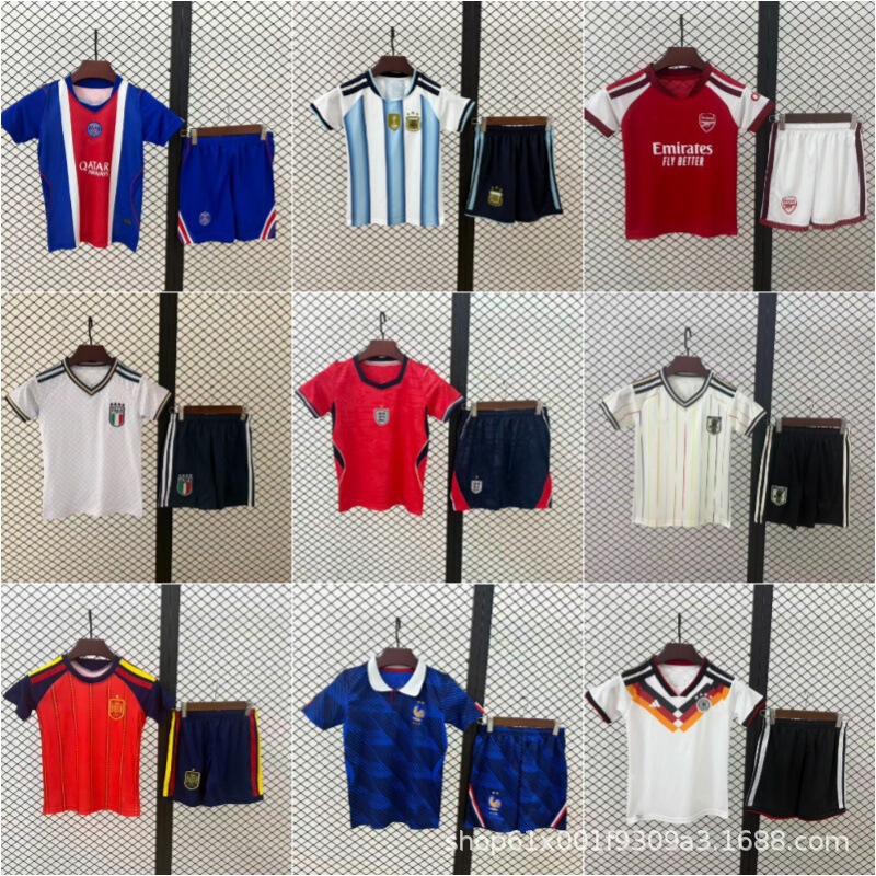 Summer New Children's Football Training Uniform Set, Competition Team Uniform, Short-Sleeved City Suit, Dry and Breathable