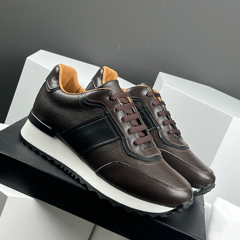 Original Brand Men's Sneakers Trendy Comfortable Sports Thick-Soled Dad Shoes Height-Increasing Single Shoes Men's Genuine Leather Cowhide