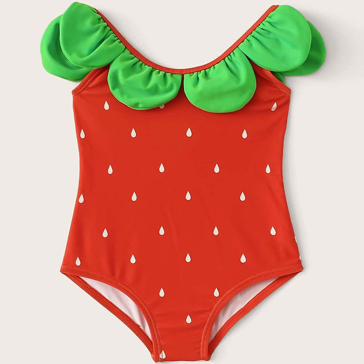 New European and American Cross-Border Foreign Trade Children's Swimsuit Popular Cute Strawberry Print