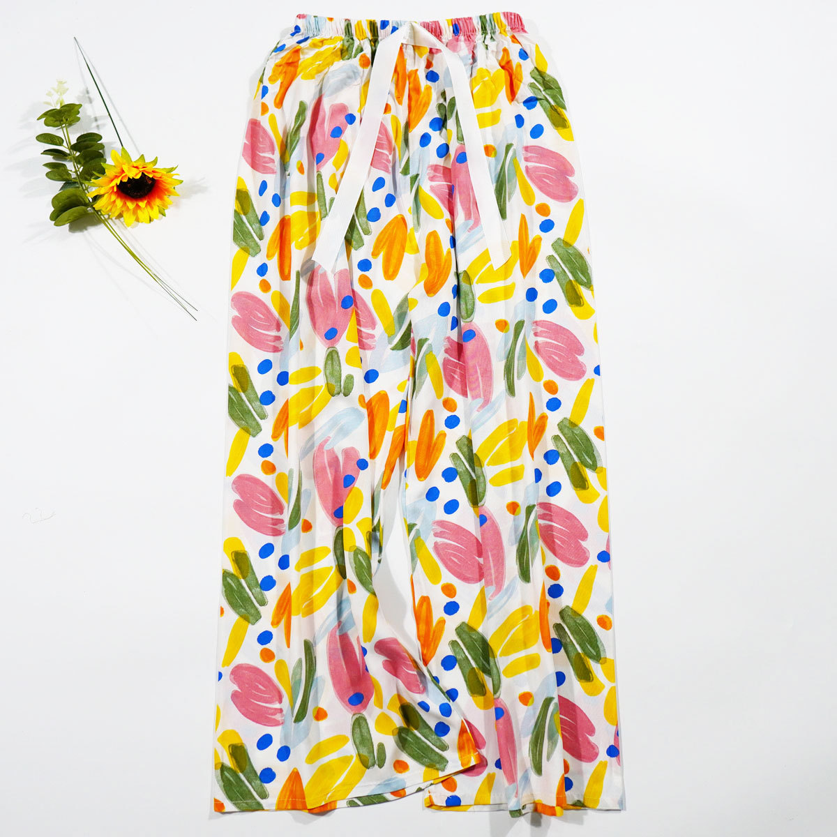 Pantalones de pijama de verano Source 45 de algodón y seda, pantalones anchos de nueve puntos para mujer, finos, talla grande, pantalones holgados para aire acondicionado, pantalones de playa