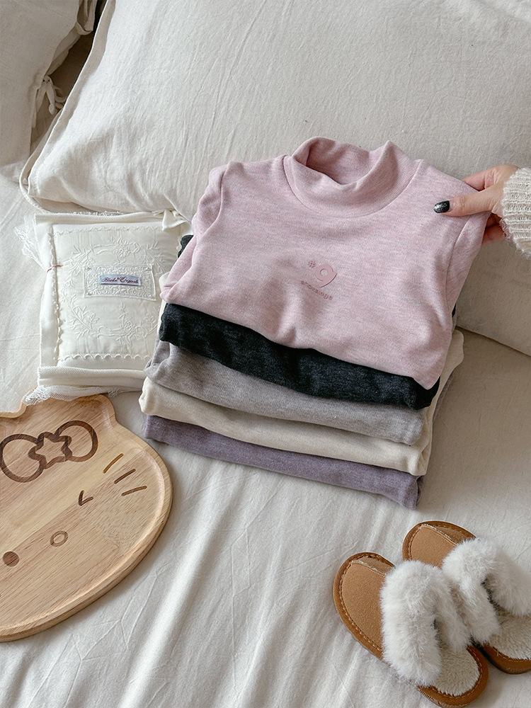 [Spot] 380g una camisa de cachemira de invierno para niñas con un cuello medio alto para niños