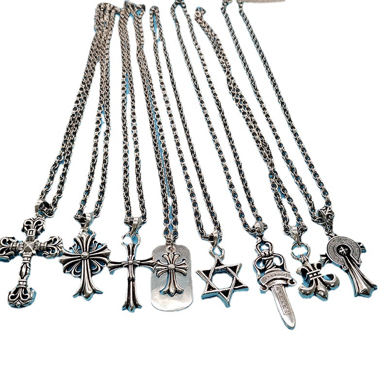 Chkeluo estrella de seis puntas llama Cruz vintage colgante collar Moda pareja en línea celebridad chic cadena