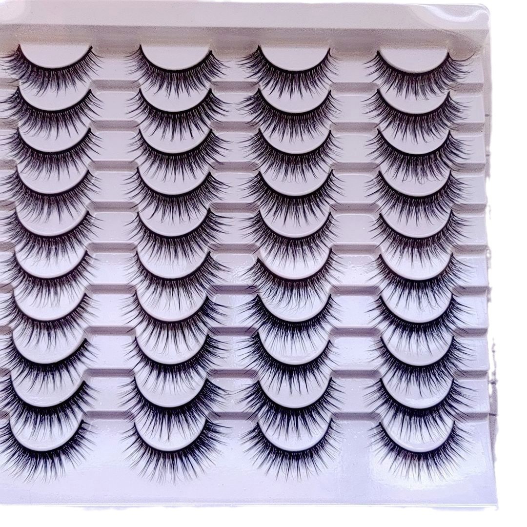 Pequeño libro rojo plantación de hierba cómic pestañas rollo de pestañas falsas pestañas pequeñas pestañas diabólicas 20 pares de maquillaje tailandés grueso europeo y americano