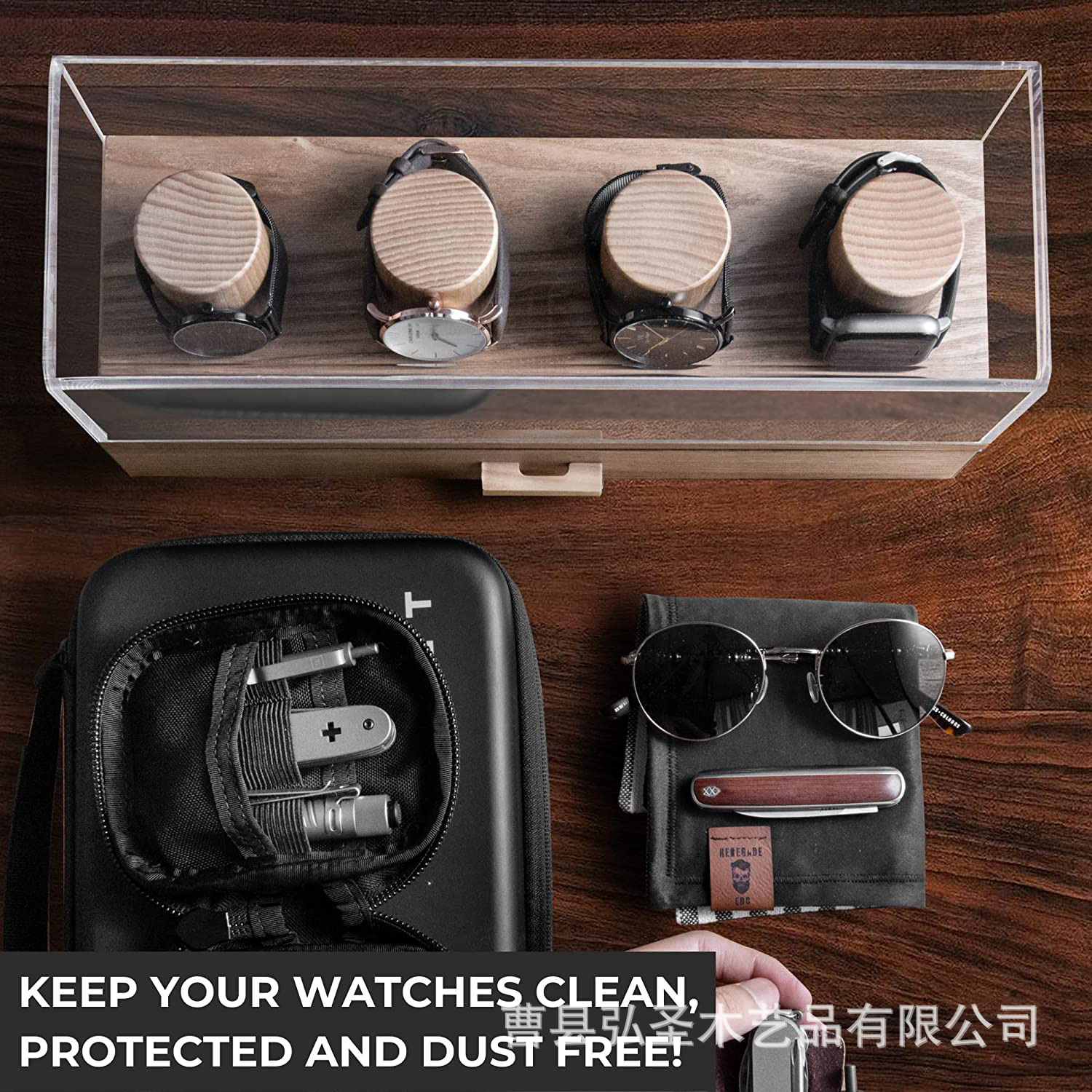 Reloj Pantalla caja de madera reloj de madera para hombres pantalla caja de almacenamiento caja de regalo de joyería caja de reloj de regalo de cumpleaños