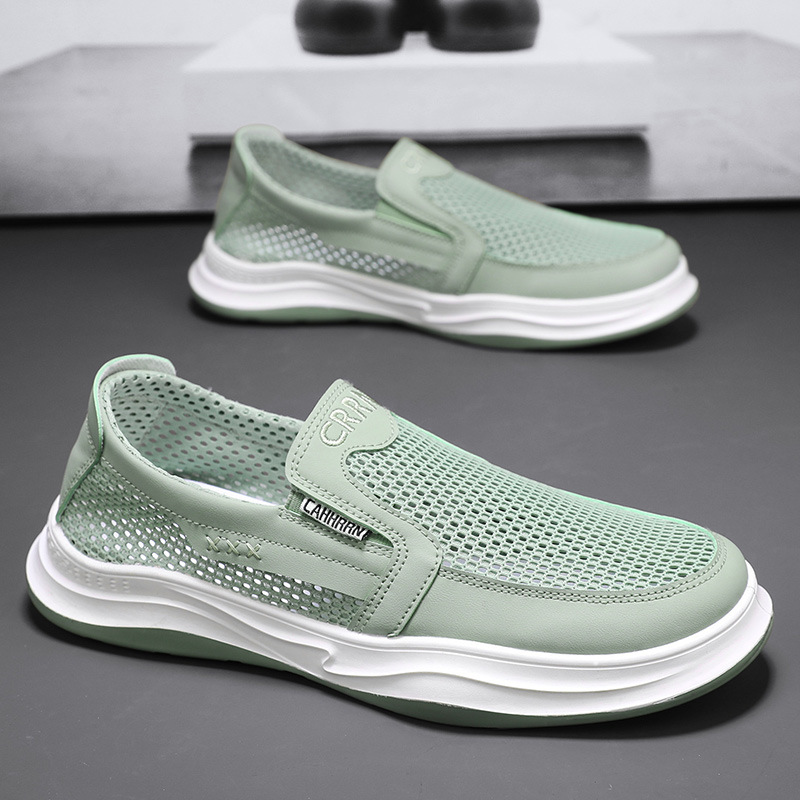 Zapatos de malla ventilados de verano para hombres zapatos de malla casuales de un pie para hombres zapatos de tela de malla
