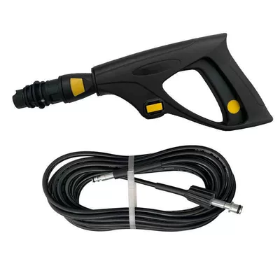 high-pressure car washer short water gun: Car washing machine - 8-m-black-steel-wire-pipe-water-gun