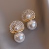 Retro silver needle, zirconium from pearl, advanced fashionable earrings, french style, light luxury style, high-quality style, city style