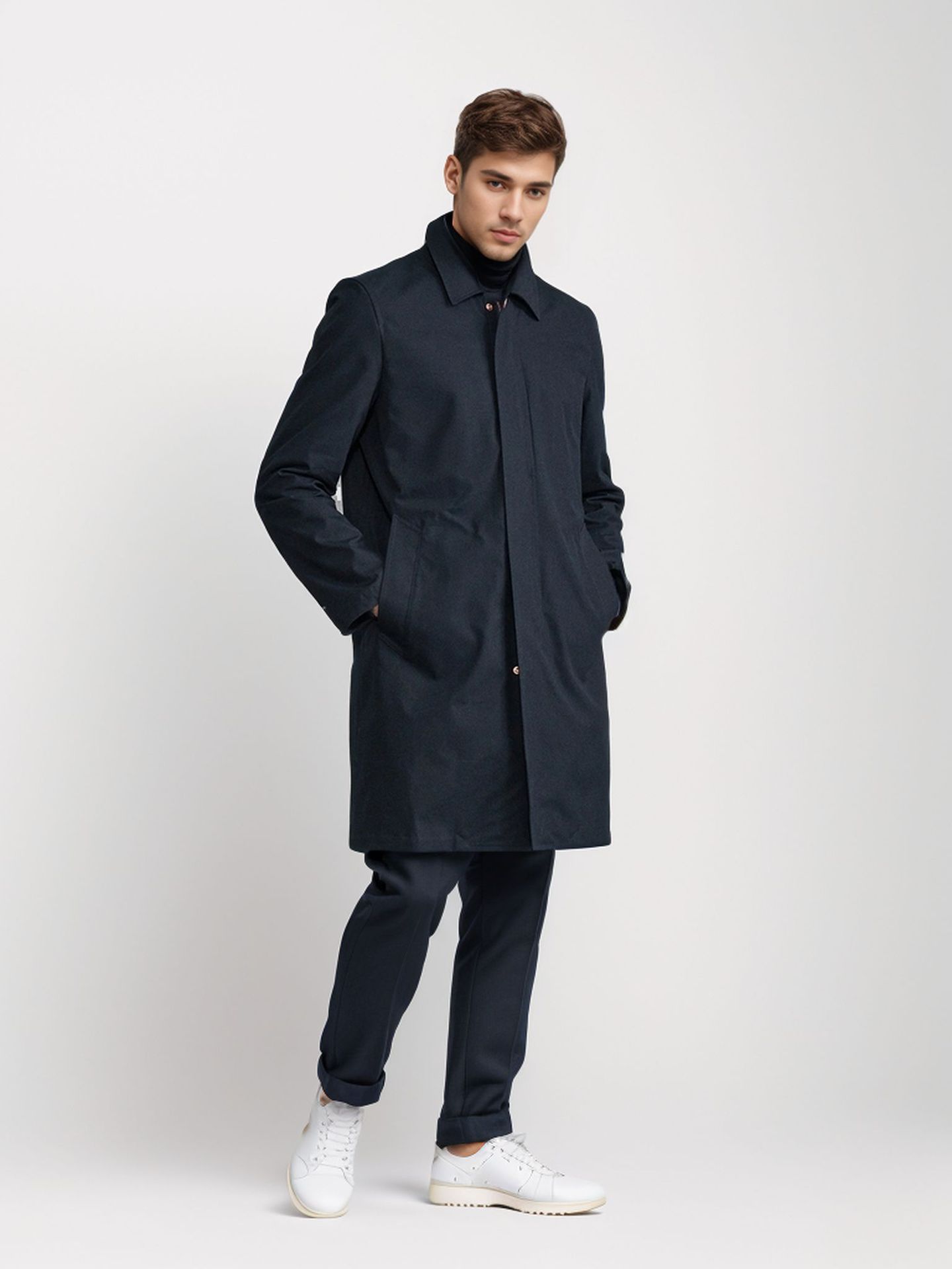2024. aasta kevad- ja sügiskollektsiooni uus ühevärviline keskmise pikkusega tuulejope meeste lihtne pendelmantel_voghion.com