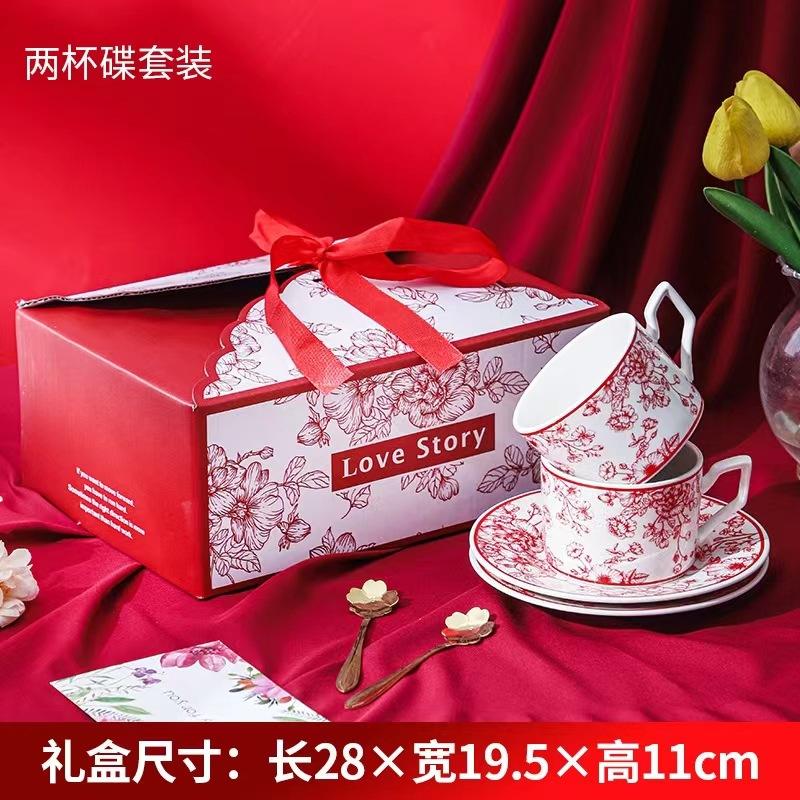 Bohemia de alta calidad taza de café y plato conjunto de tazas de cerámica en el extranjero de alto valor de regalo de mano regalo de actividad