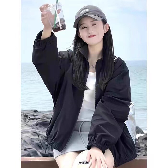 Black Stand Collar Jacket Women's Thin 2025 Spring and Autum New Popular Style Casual Jacket Top for Small People Black Stand Collar Jacket Women's Thin 2025 Spring and Autum New Popular Style Casual Jacket Top for Small People