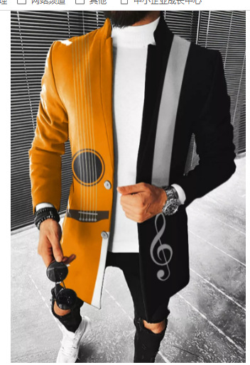 Comercio exterior transfronterizo 2023 Otoño e Invierno nuevos hombres digital impreso a cuadros soporte collar medio de longitud capa casual al por mayor