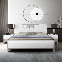 EP现代简约白色烤漆实木床橡木1.2米单人1.5双人床1.8米2米2.2大