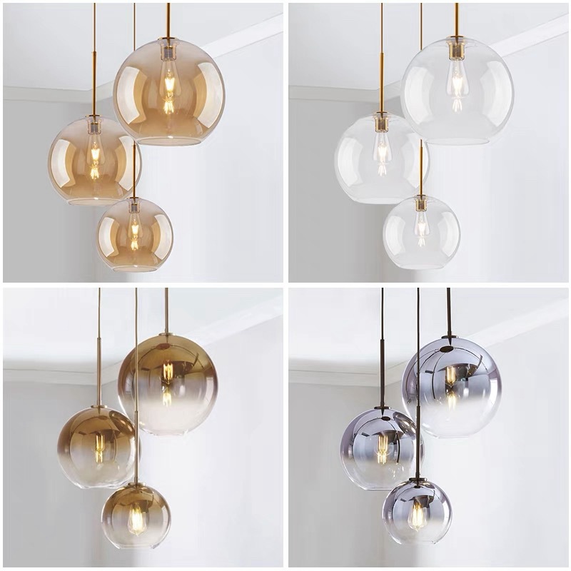 北欧简约玻璃球吊灯创意餐厅吧台店铺装饰单头圆形轻奢艺术吊灯