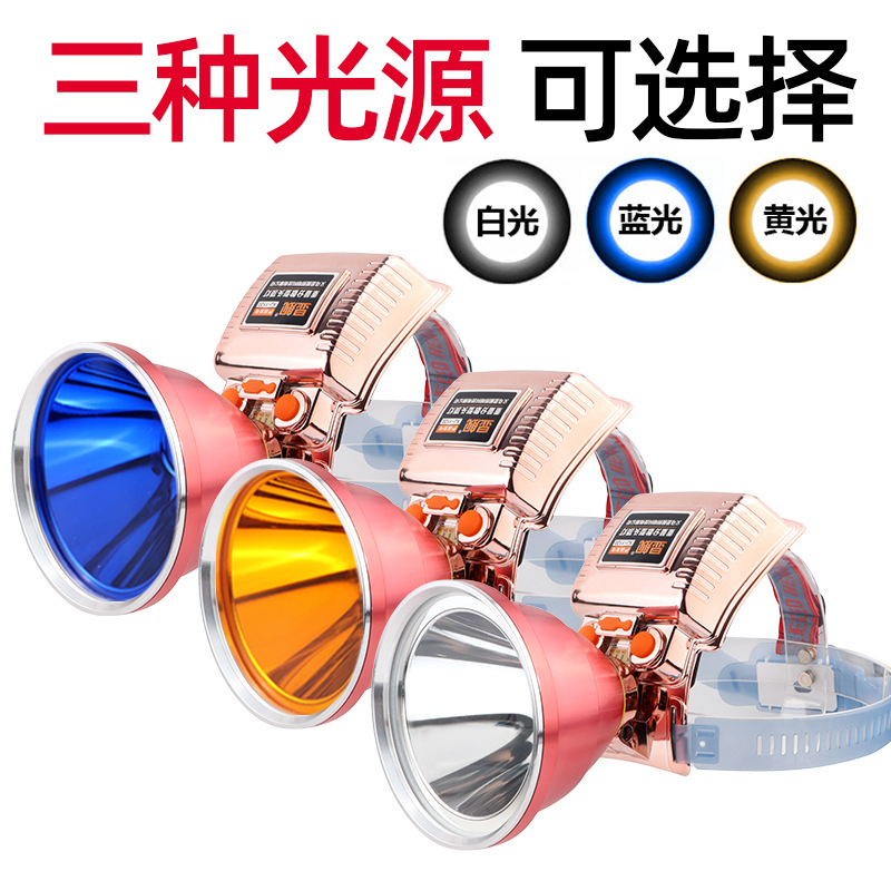 Cañón láser Luz de pesca nocturna Faros de alta potencia Luz fuerte Carga al aire libre Ultra brillante Linterna de largo alcance Lámpara de minero de batería de litio