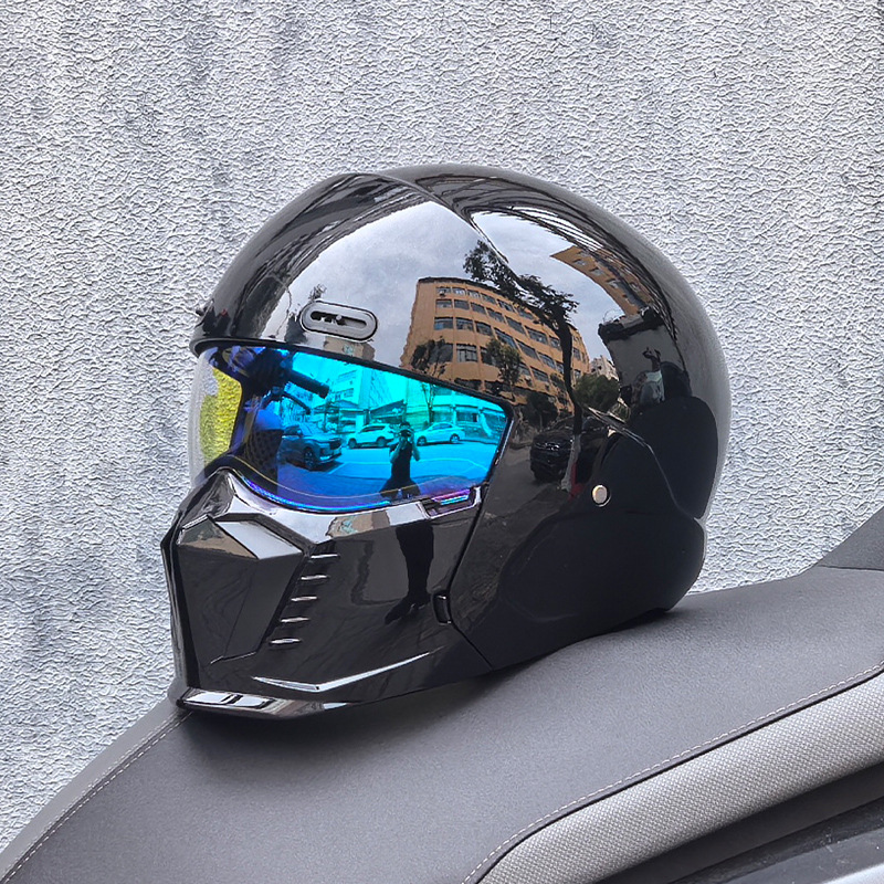 Casco de Motocicleta Retro Cruzado de Estilo Guerrero, Talla Grande, con Diseño de Escorpión, Ligero y Integral