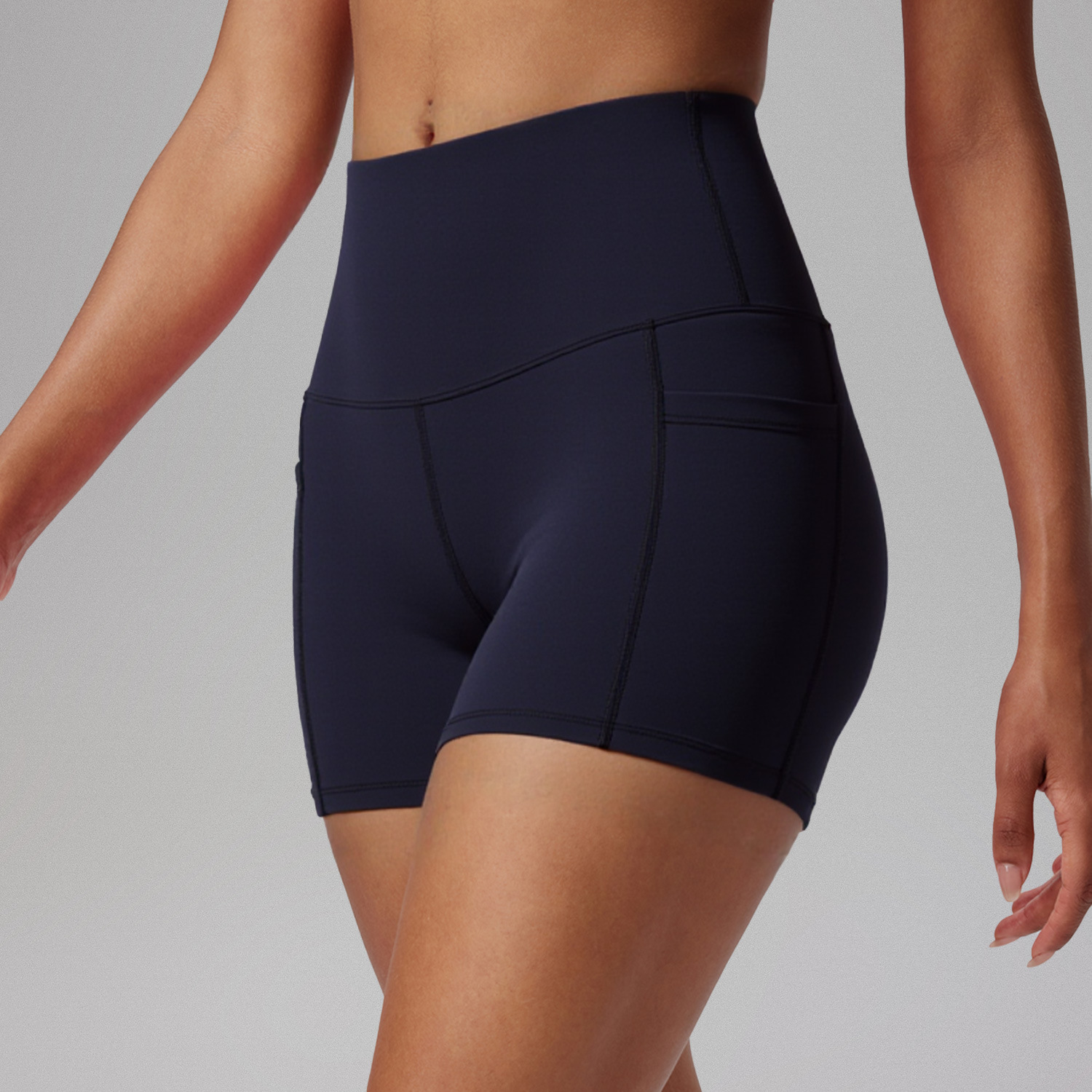 [three-quarter pants with t-line + side pockets] black