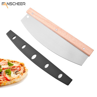 Factory in stock pizza cutter wooden handle pizza machete 430 and a half months baking pizza shake knife noodle knife dough knife