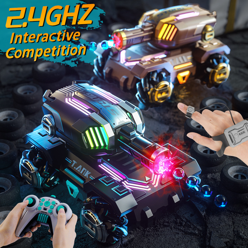Cross-border gesture sensing four-wheel drive remote control battle tank car spray launch water bomb off-road vehicle boy toy