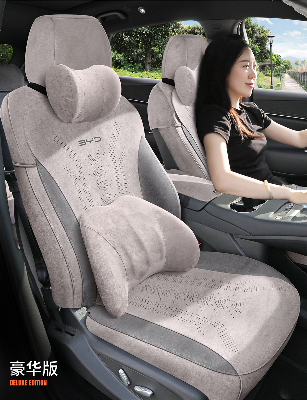 Byd Hiace 05Dmi Special Car Seat Cushion, Universal Seat Cover for All Seasons, Suede Leather Ventilated Saddle Cushion Seat Cover
