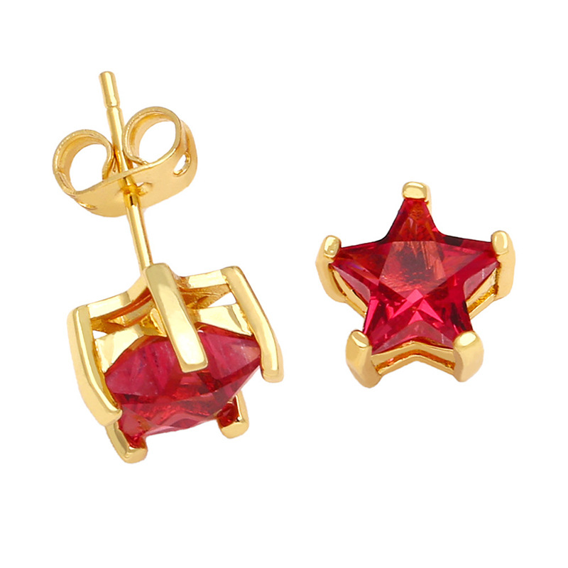 Fashion Star Copper Silver Needle Inlay Zircon Ear Studs 1 Pair display picture 4